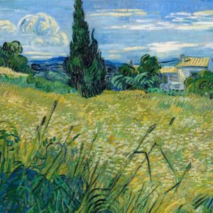 Vincent van Goghs Landschaftsgemälde Grünes Weizenfeld mit Zypresse (1889) Vincent van Gogh Feld