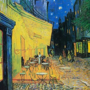 Vincent van Goghs berühmtes Gemälde „Café Terrace at Night“ (1888) Vincent van Gogh Cafe