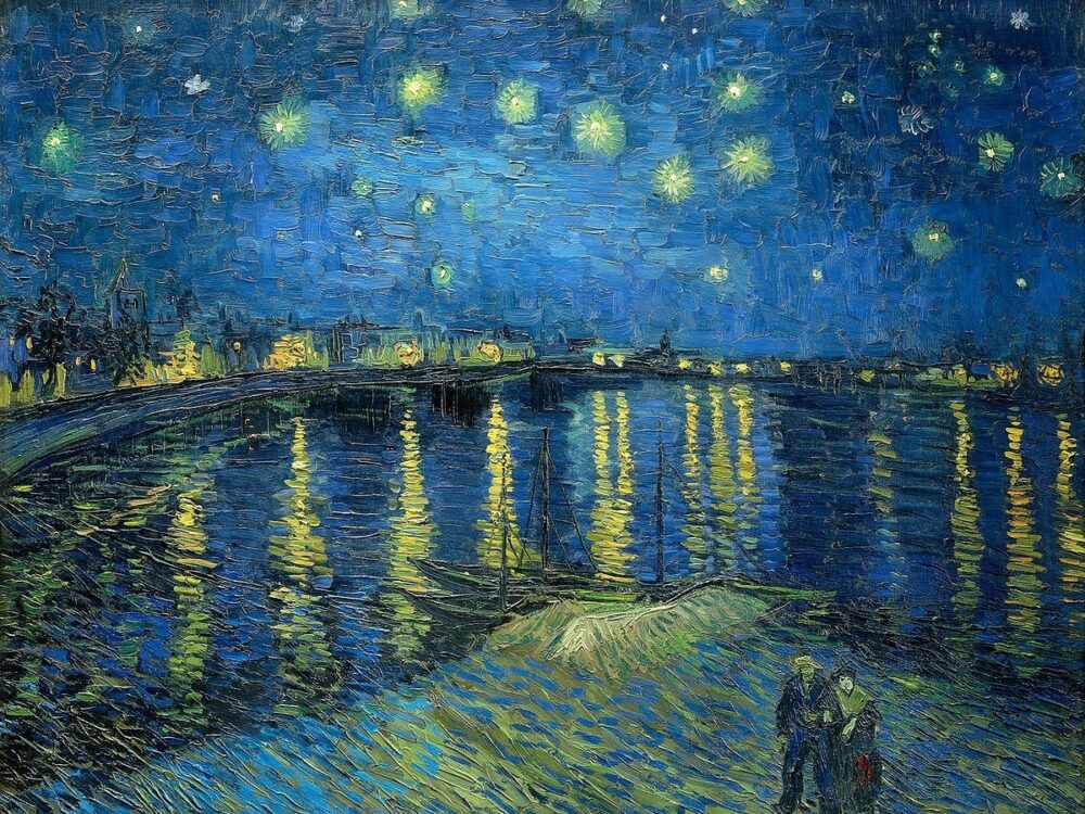Vincent van Goghs „Sternennacht über der Rhone“ (1888) Vincent van Gogh berühmtes Landschaftsgemälde