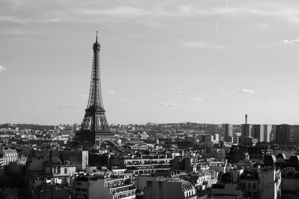 Eiffelturm-Schwarzweißbild der Stadt Paris Eiffelturm