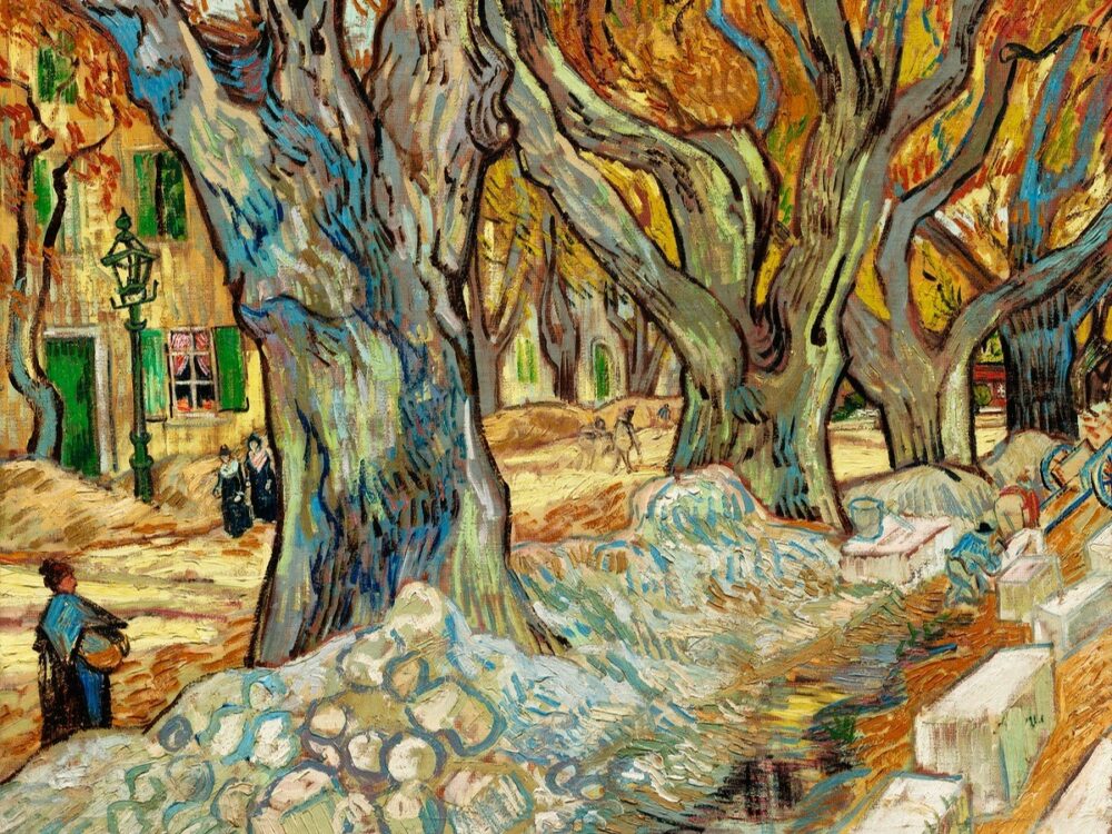 Die großen Platanen (Straßenreparaturen in Saint-Rémy) (1889) von Vincent Van Gogh Vincent van Gogh Cleveland Museum of Art
