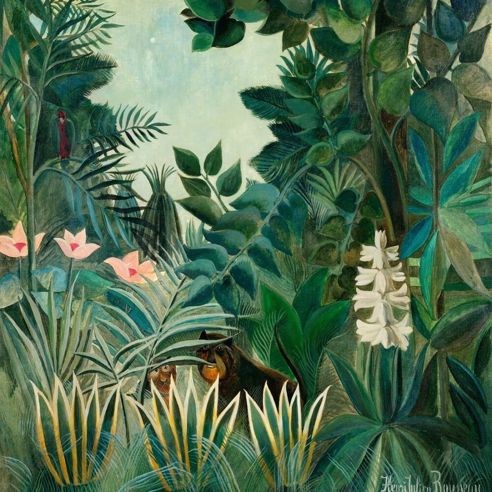 Der äquatoriale Dschungel (1909) von Henri Rousseau Henri Rousseau Blätter tropisch