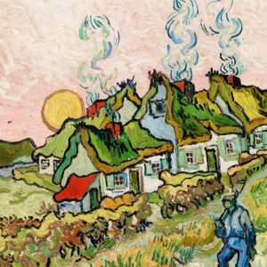 Häuser und Figur (1890) von Vincent Van Gogh Motiv Barnes Foundation
